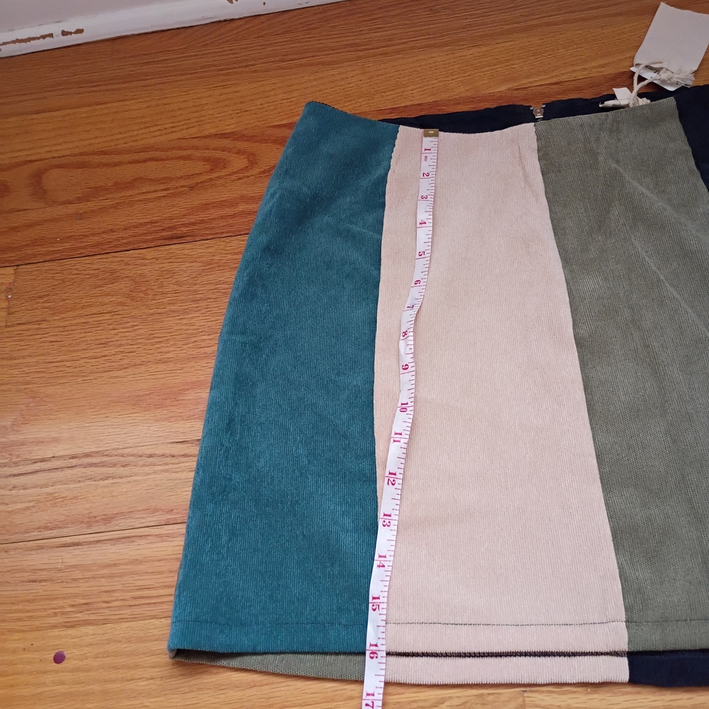 Hem & Thread Mini Skirt Spring  Colorblock Corduroy Zipper Closure Medium - Picture 5 of 15